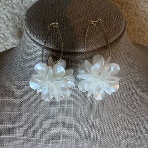 Elegant White Floral Hoop Earrings